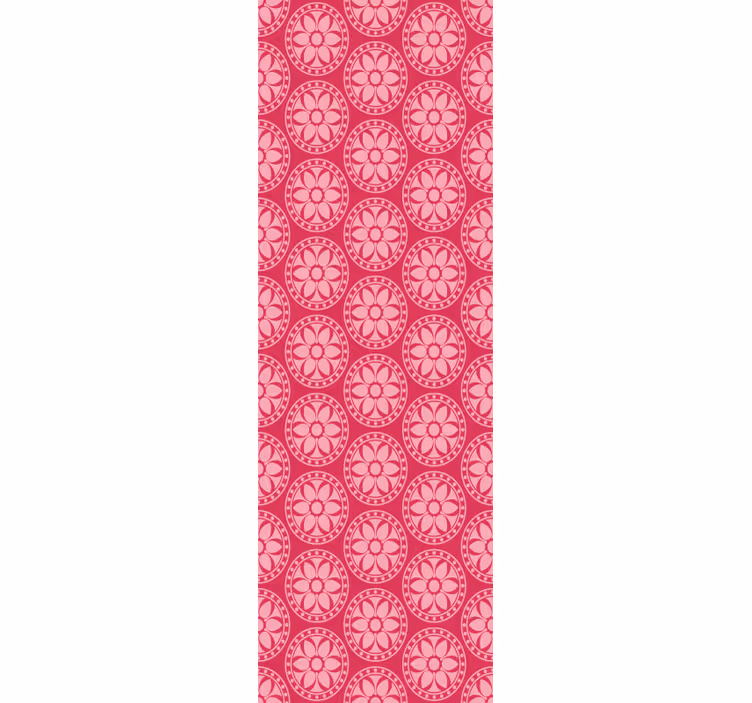 Geometrik çiçek motifi pembe duvar kağıdı - TenStickers