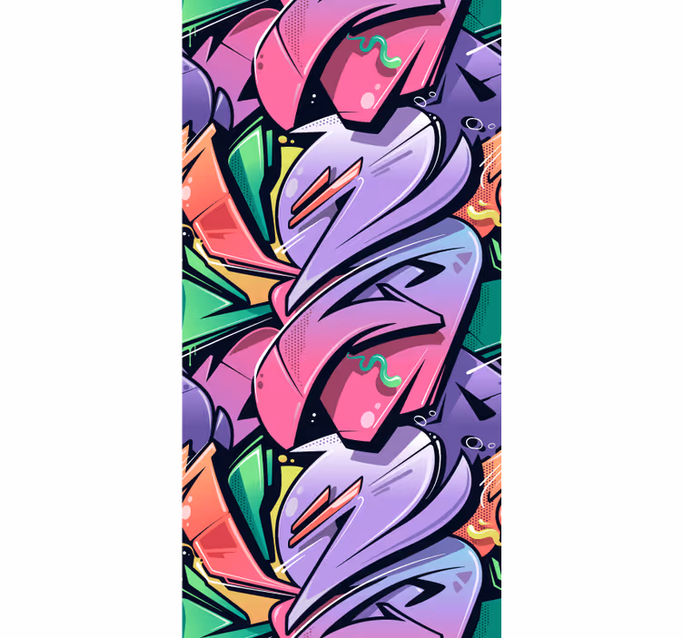 Parlak soyut grafiti sanatı duvar kağıdı - TenStickers