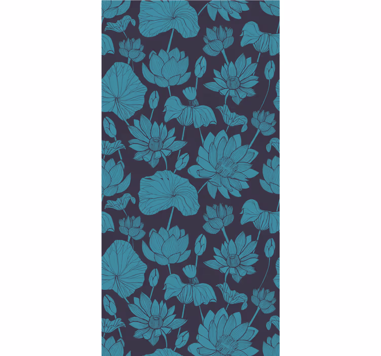 Botanik lotus deseni çiçek desenli duvar kağıdı - TenStickers