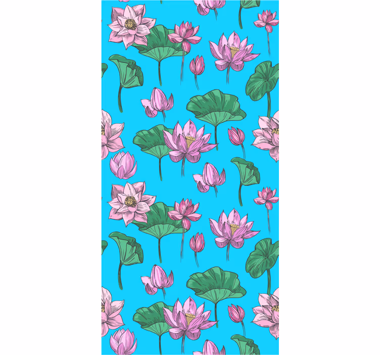 Canlı lotus çiçeği deseni çiçek duvar kağıdı - TenStickers
