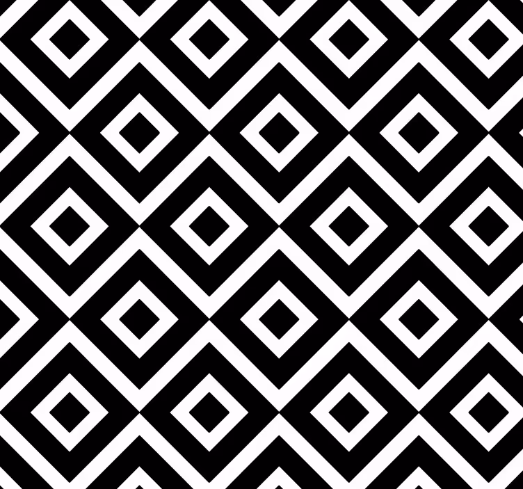 Siyah beyaz geometrik kare duvar kağıdı - TenStickers