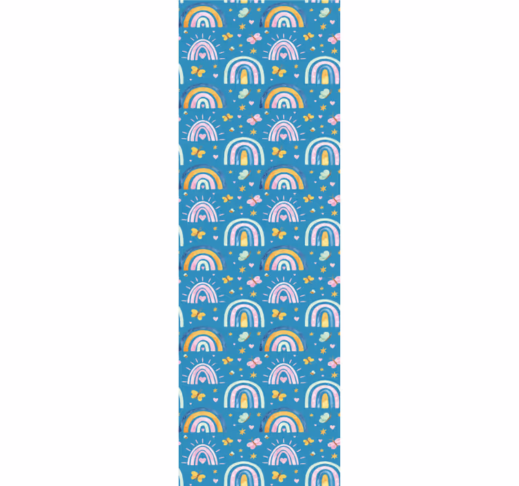 Boho gökkuşağı çiçekler duvar kağıdı ile desen - TenStickers