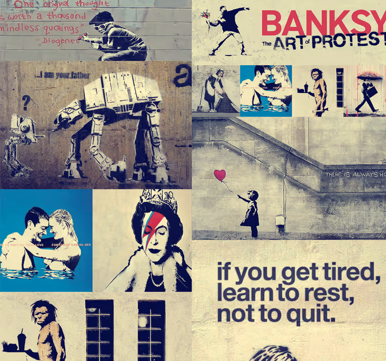 Kolaj - bansky sanat duvar kağıdı - TenStickers