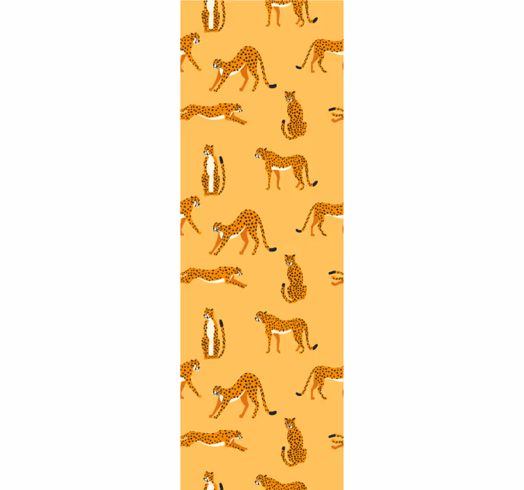Sarı leopar desen oturma odası duvar kağıdı - TenStickers