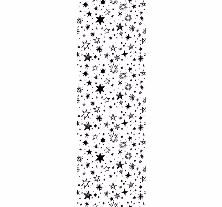 Siyah yıldız deseni beyaz yıldız duvar kağıdı - TenStickers