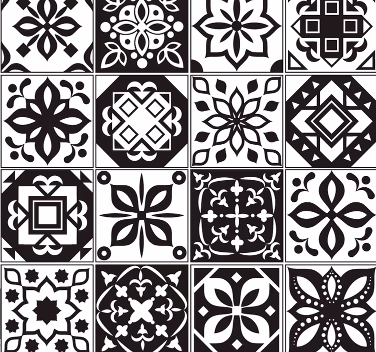 Arabesk - siyah-beyaz süs duvar kağıdı - TenStickers
