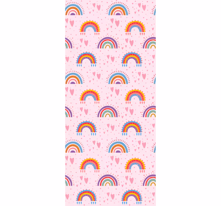 Pembe noktalar ve gökkuşakları çocuk duvar kağıdı - TenStickers