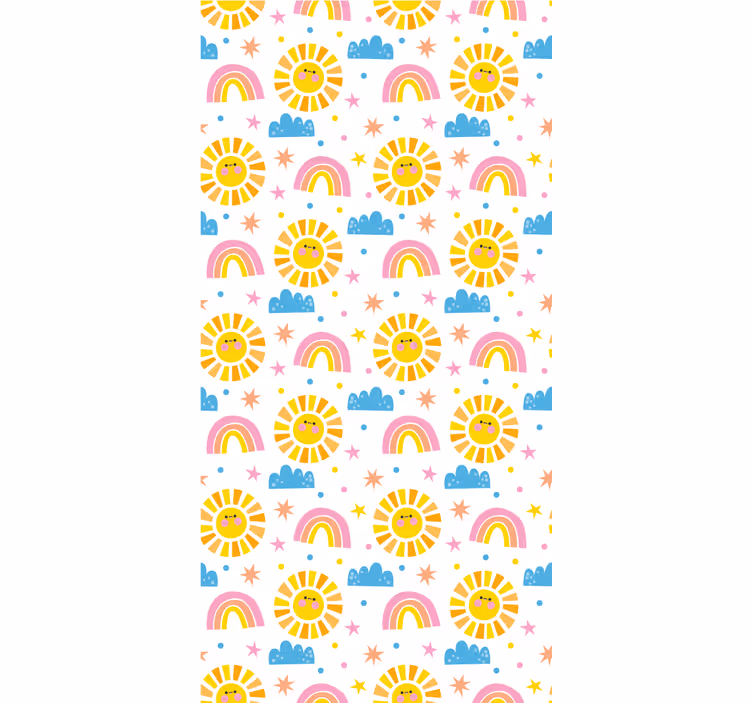 Neşeli güneş gökkuşağı bebek odası duvar kağıdı - TenStickers