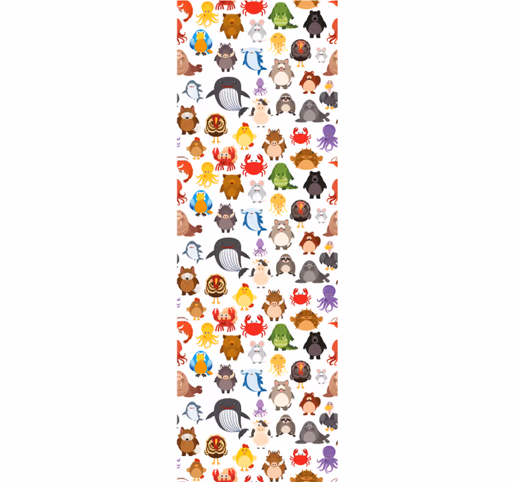 Hayvan karakterlerinin birleşimi hayvan duvar kağıdı - TenStickers