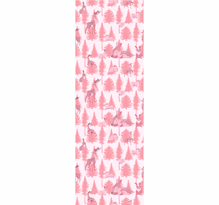 Pembe orman motifi hayvan duvar kağıdı - TenStickers