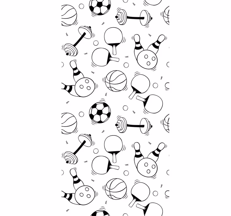 Spor malzemeleri doodle duvar kağıdı ile desen - TenStickers