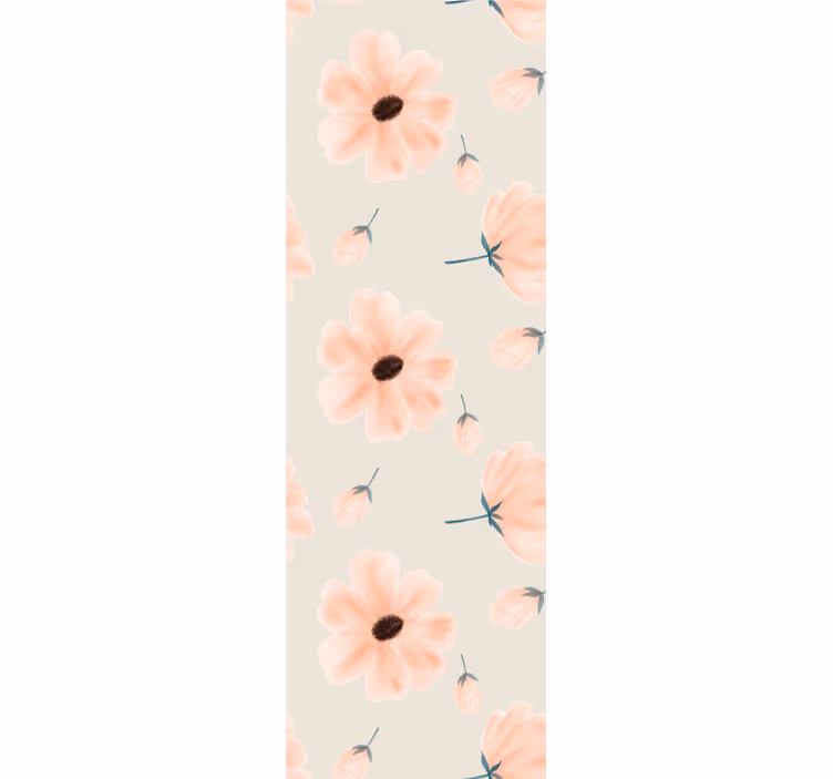 Bej duvar kağıdında çiçekler aquarelle deseni - TenStickers