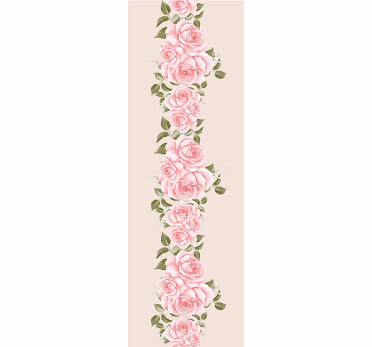Bağbozumu pembe gül desen çiçek duvar kağıdı - TenStickers