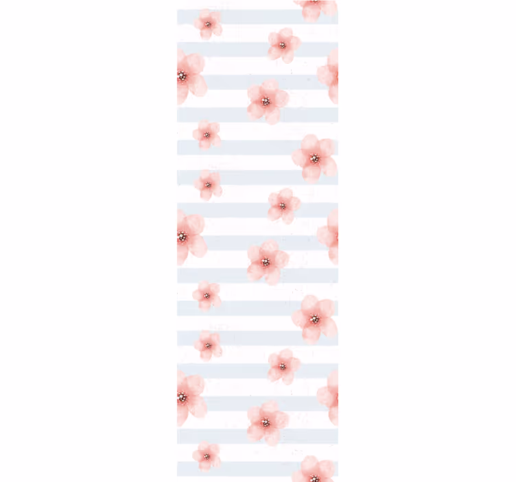 Pembe çiçekli çizgiler çiçek desenli duvar kağıdı - TenStickers