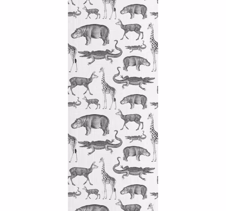Tropikal gri motif hayvan duvar kağıdı - TenStickers