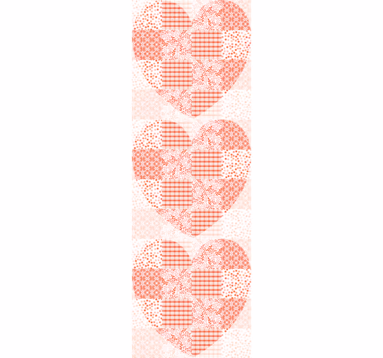 Kalp patchwork deseni çiçek süs duvar kağıdı - TenStickers