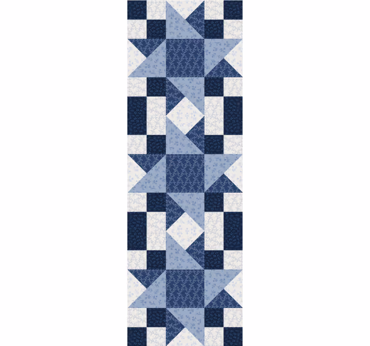 Patchwork mavi yıldız üçgen tasarım duvar kağıdı - TenStickers