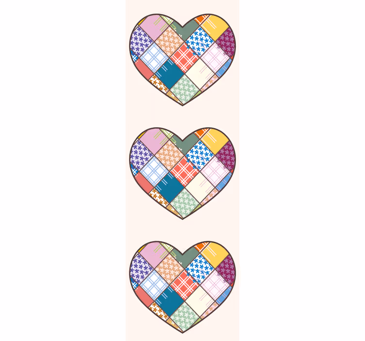 Patchwork renkli kalp duvar kağıdı - TenStickers