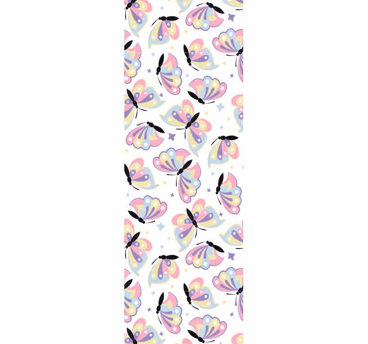 Renkli doodle kelebek kreş duvar kağıdı - TenStickers