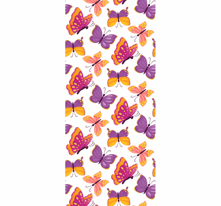 Sarı ve pembe karışımı kelebek desenli duvar kağıdı - TenStickers