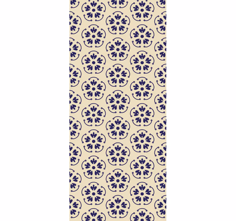 Geometrik çiçek desenli oturma odası duvar kağıdı - TenStickers