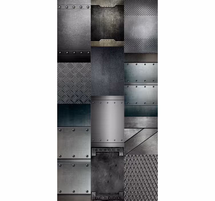 Metal siyah bloklar desen 3d duvar kağıdı - TenStickers