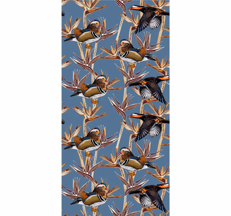 Dallı renkli motif kuşlar duvar kağıdı - TenStickers