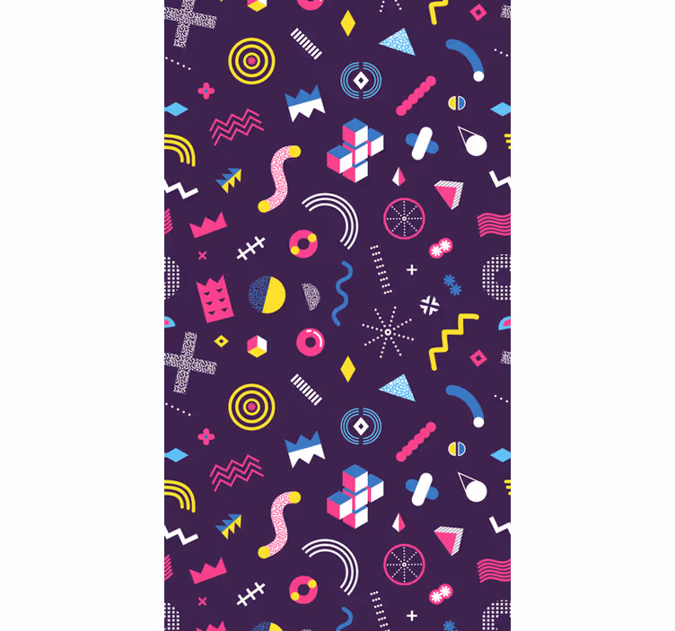 Canlı retro şekiller geometrik duvar kağıdı - TenStickers