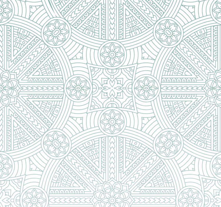 Yeşil boho aztek deseni yetişkin odası duvar kağıdı - TenStickers