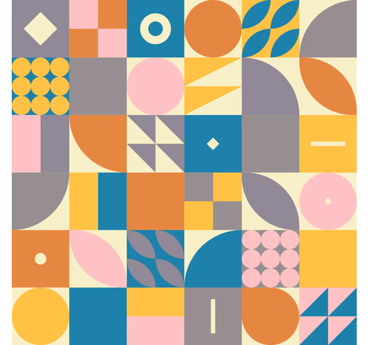 Retro geometrik oturma odası duvar kağıdı - TenStickers