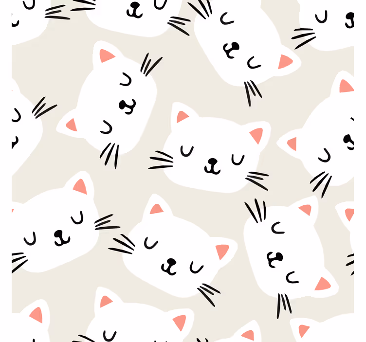 Beyaz kedi yüzü çizimi çocuk odası duvar kağıdı - TenStickers