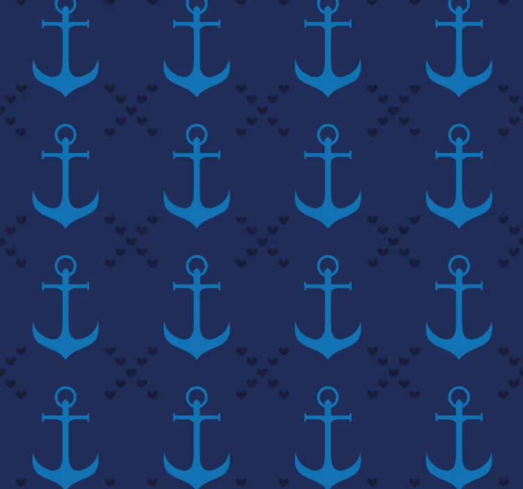Lacivert çapalar oturma odası duvar kağıdı - TenStickers