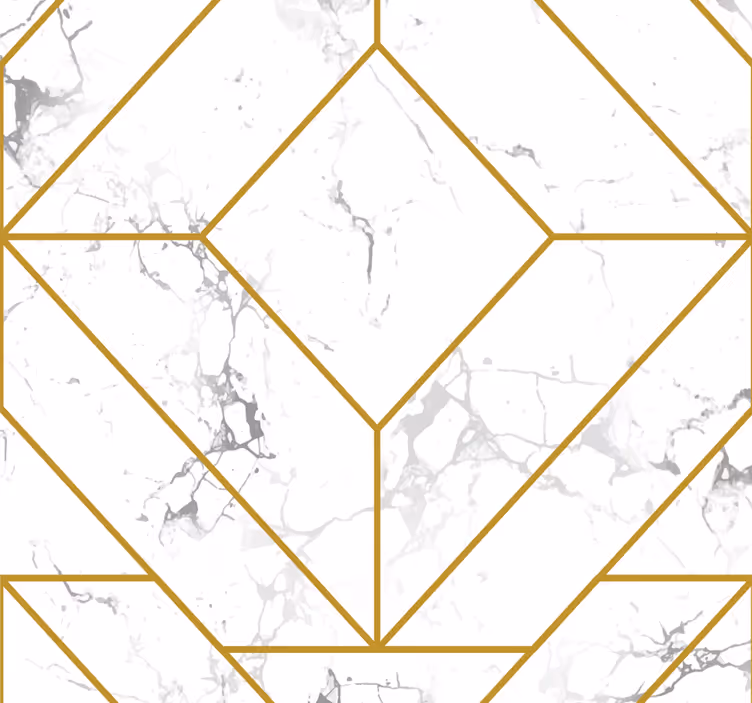 Altın ve beyaz geometrik oturma odası duvar kağıdı - TenStickers