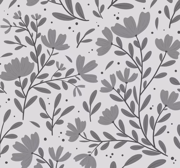 Çiçek desenli duvar kağıdı gri çiçekler deseni - TenStickers