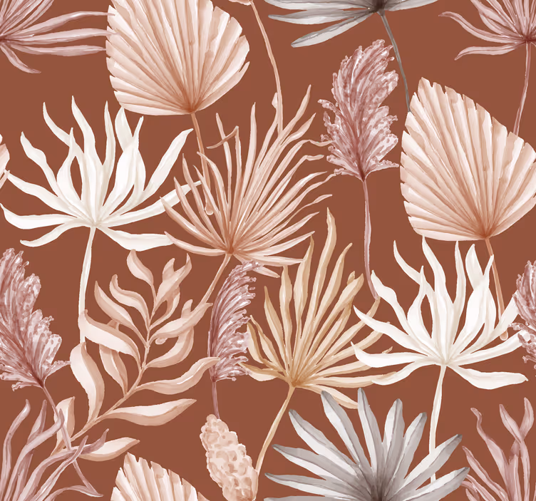 Canavar yaprakları Terracotta duvar kağıdı - TenStickers