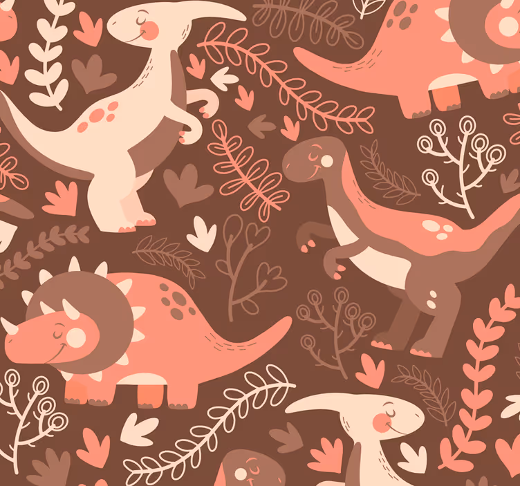 Eğlenceli dinozor deseni dinozorlar duvar kağıdı - TenStickers