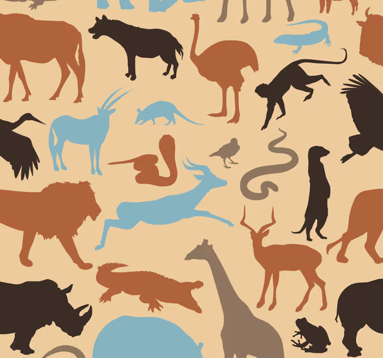 Safari siluetleri hayvan duvar kağıdı - TenStickers