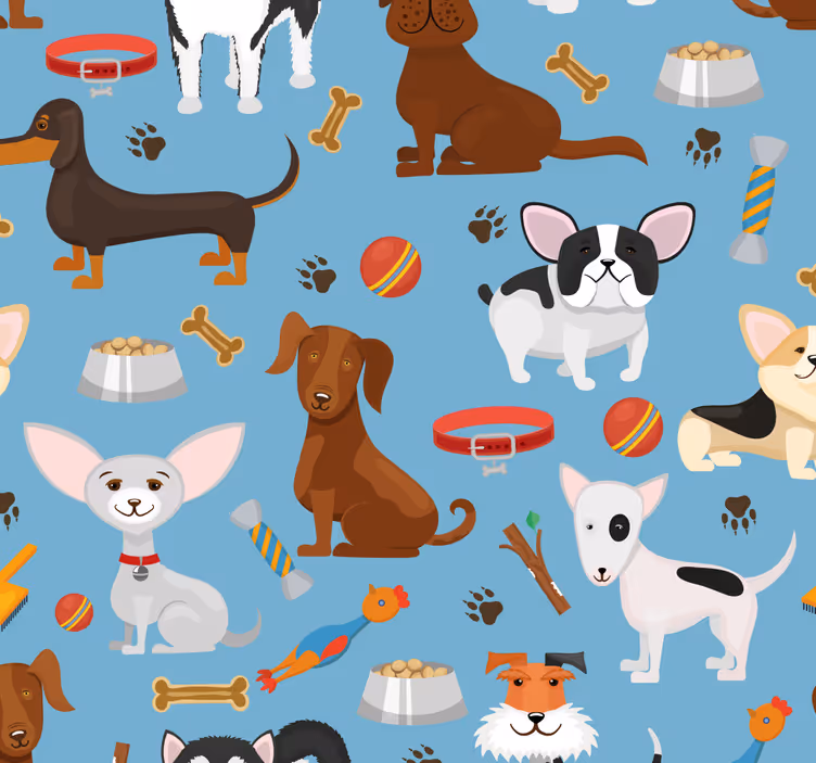 Köpek arkadaşları köpek duvar kağıdı - TenStickers
