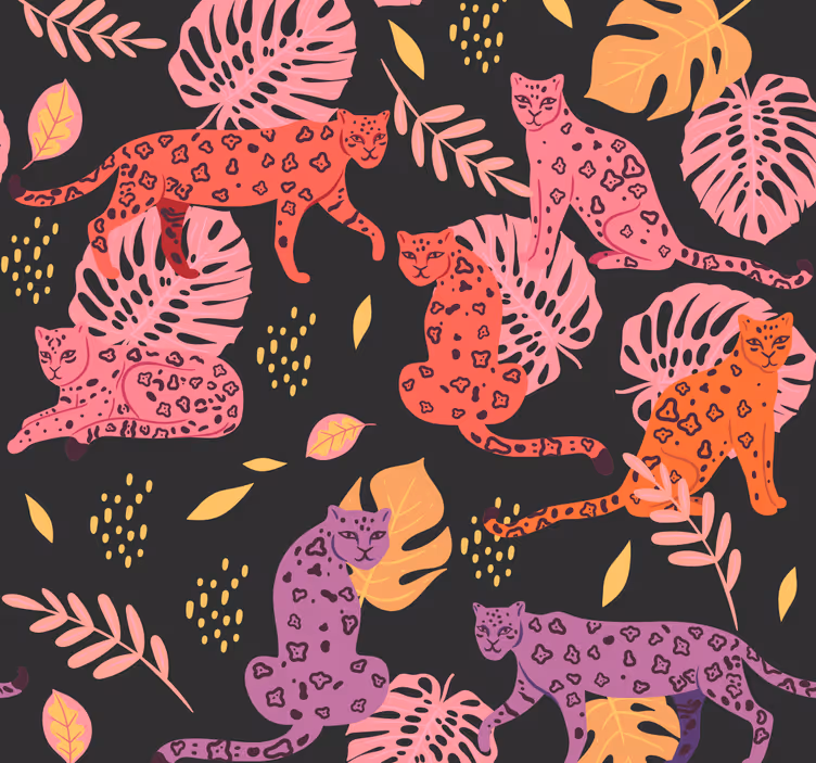 Tropikal fauna motifi hayvan duvar kağıdı - TenStickers