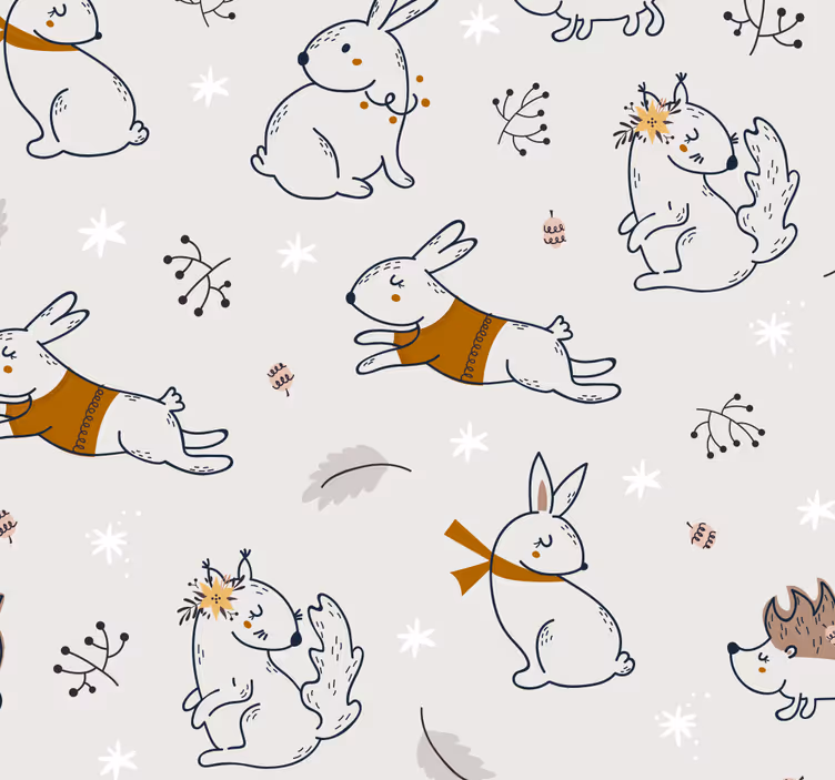 Eğlenceli tavşan motifi hayvan duvar kağıdı - TenStickers