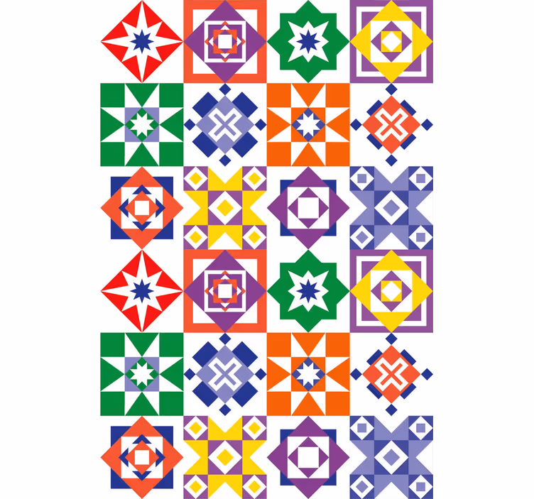 çok renkli tasarım fayans duvar kağıtları - TenStickers