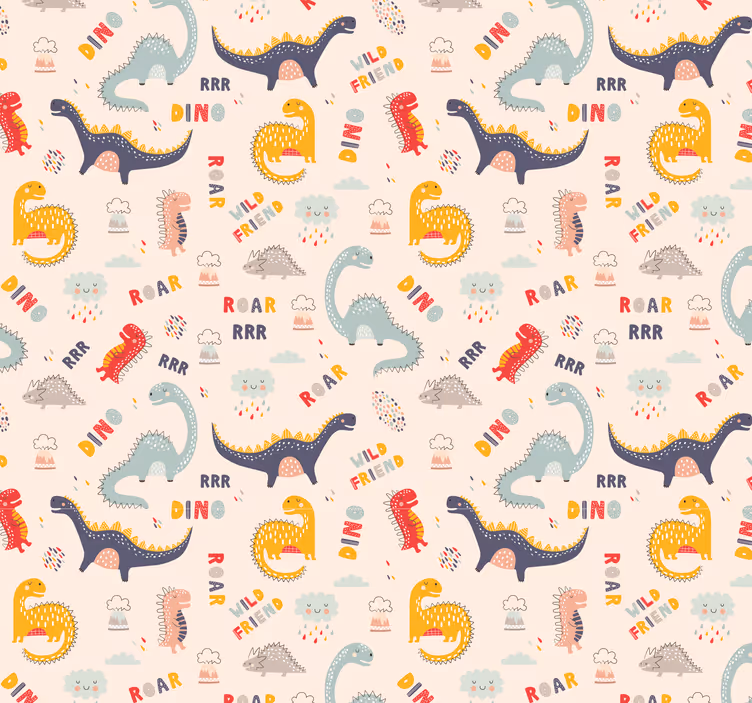 Isimleri ile renkli dinozorlar çocuklar duvar kağıdı - TenStickers
