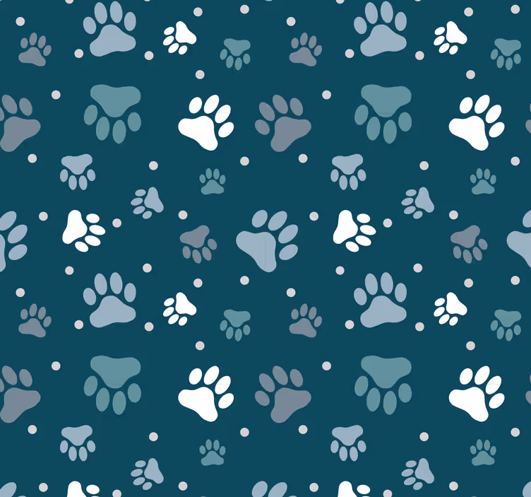 Beyaz ve gri köpekler ayak izi yatak odası duvar kağıdı - TenStickers