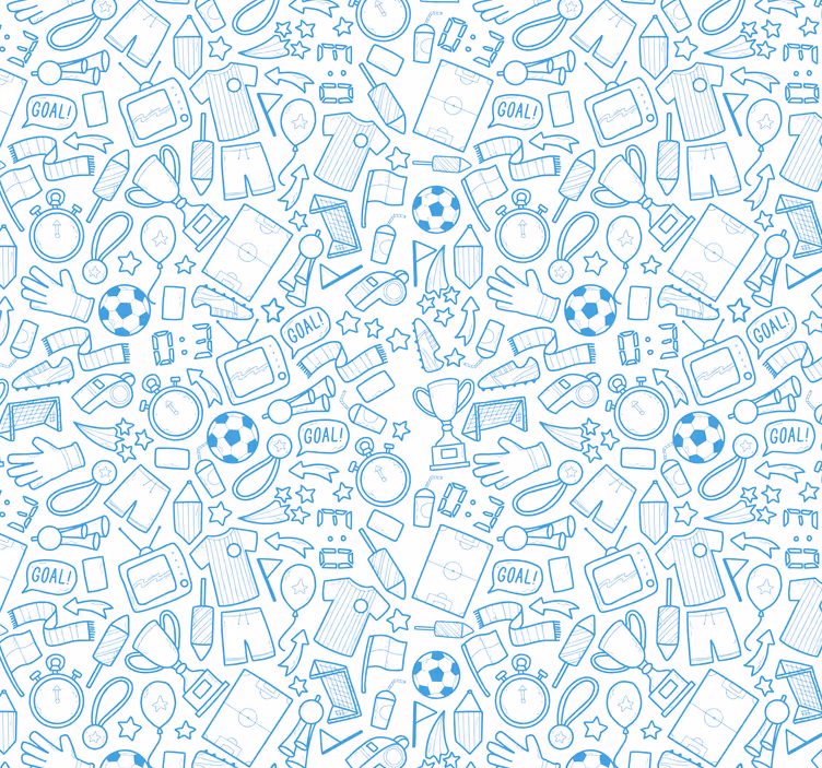 Futbol, futbol doodle illüstrasyon duvar kağıdı - TenStickers