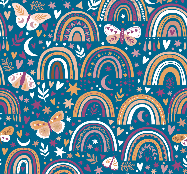 Boho gökkuşağı çocuk duvar kağıdı ile desen - TenStickers