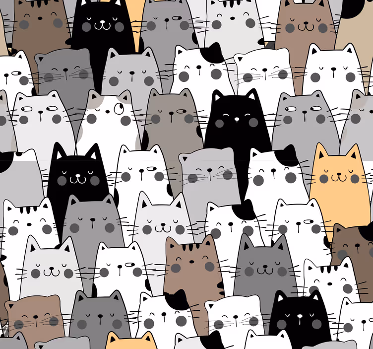 Renkli karikatür kediler desen modern duvar kağıdı - TenStickers