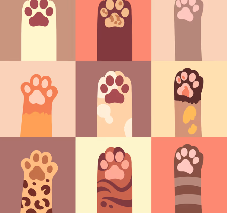 Kedi pençeleri karikatür modern duvar kağıdı - TenStickers