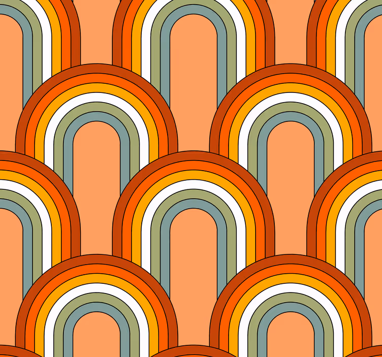 70'lerin gökkuşağı desenine benzer eski duvar kağıdı - TenStickers