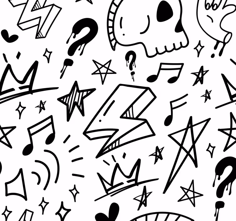 Serin işaretler desen genç yatak odası duvar kağıdı - TenStickers