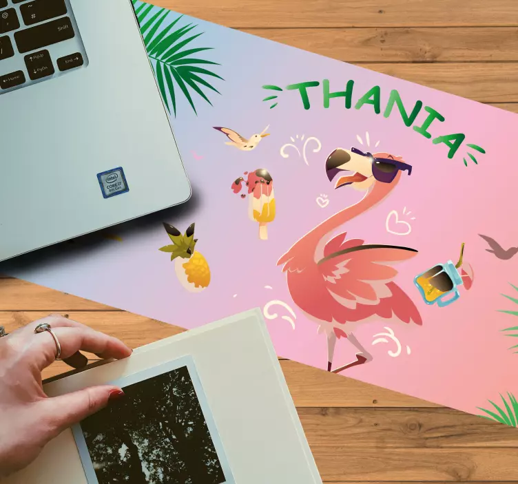 Tropikal flamingo isimle mouse pad - TenStickers